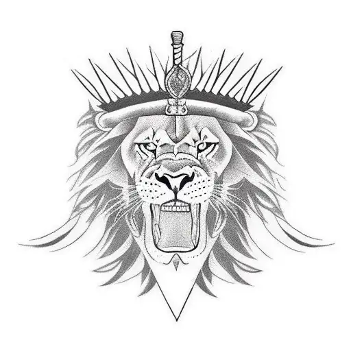 Sword Next To A Lion With Crown