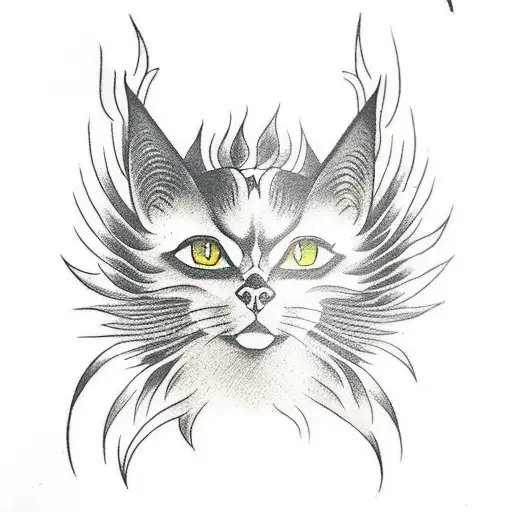 Gato Negro Con Un Phoenix Detras