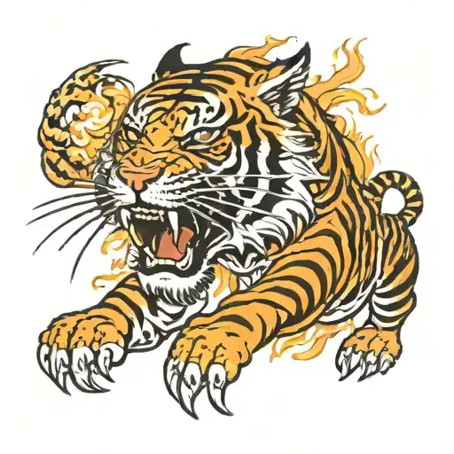 Tiger Rage Mode With Burning Eyes Surrounded