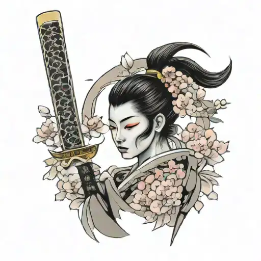 Katana With Sakura Flowers