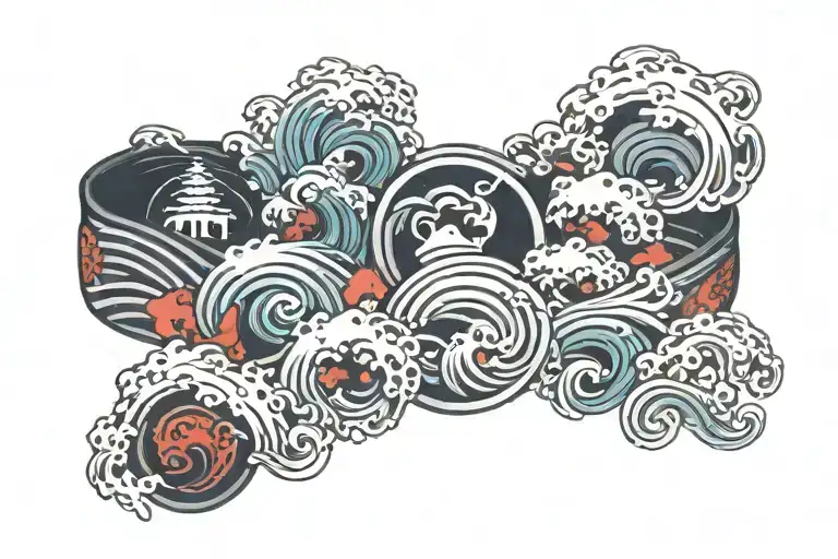 Japanese Style Bracelet With Waves And Integrated Anime Symbols