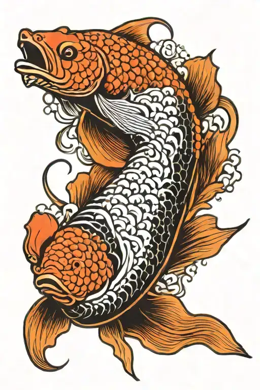 Finger Waves Koi Fish Swimming Upstream