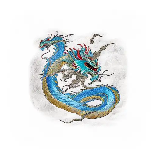 Dragon Coiled Around Phoenix