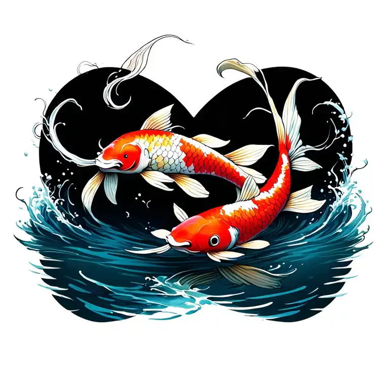 Koi Fish Swimming Upstream