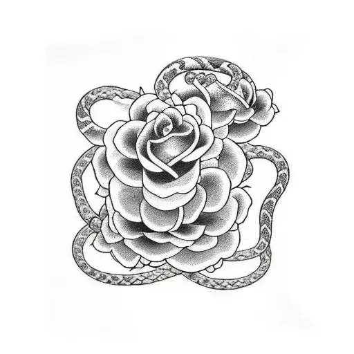 Black Leg Sleeve With Snake And Rose
