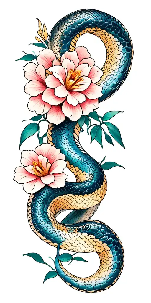 Snake With Flowers