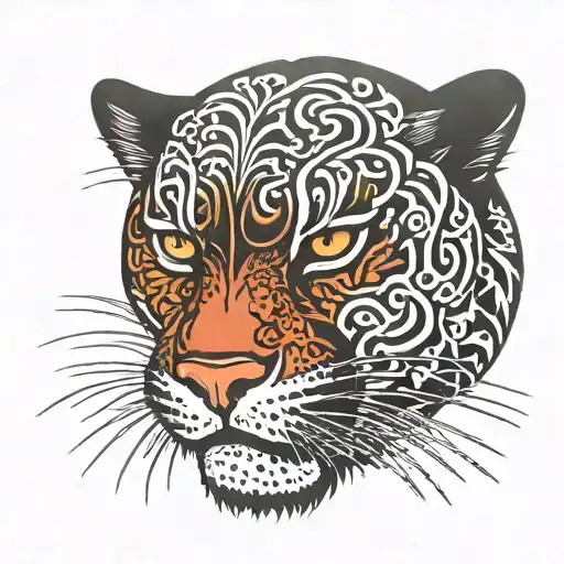 Black Panthers Head Facing Forward In Color