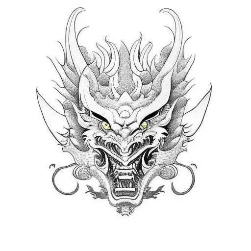 Hannya Mask With Dragon