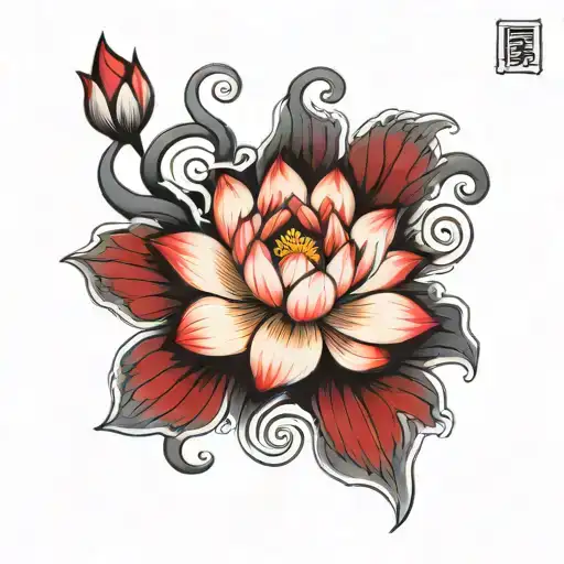 Red Lotus Flower On Hand