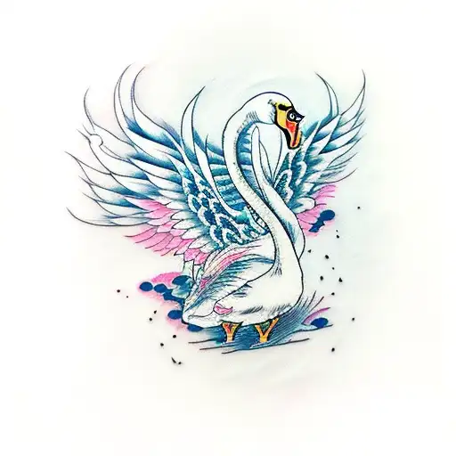 Feminine Scary Swan With Wings