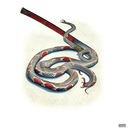 Snake Wrapped Around A Katana