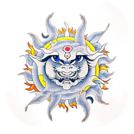 Sun And Dragon With Tulip