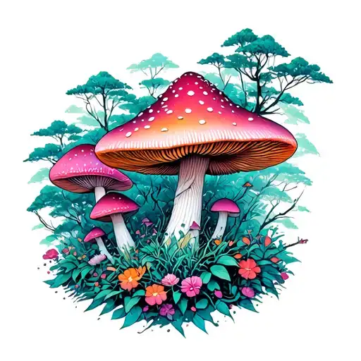 Psychedelic Mushroom Forest