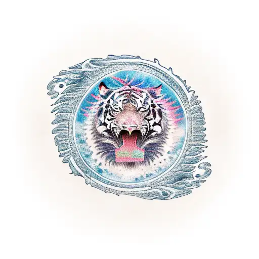 Tiger Volcano Lava Ocean Plumeria Jungle Water