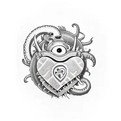 Semicolon Monster Attacking A Heart