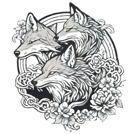 Fox And Wolf Friends