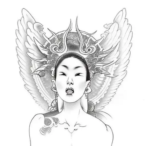 Draw Me A Back Piece That Combine An Angel And A Devil In One Image