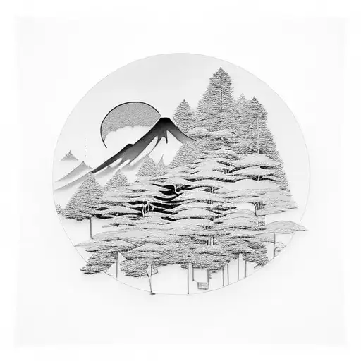 A Minimalist Tattoo Of A Computer Circuit Board Forming The Silhouette Of A Forest