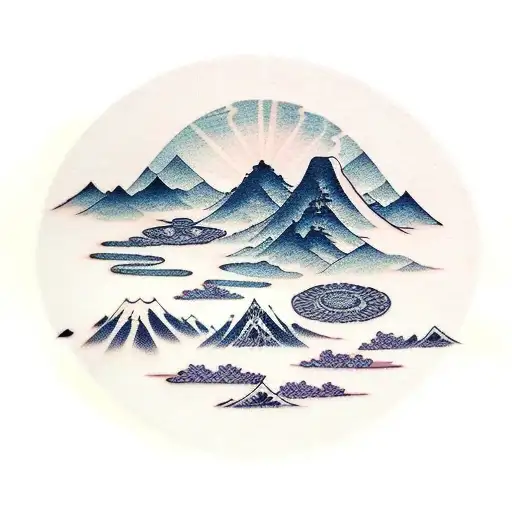 Mountain With Lotus Flowers