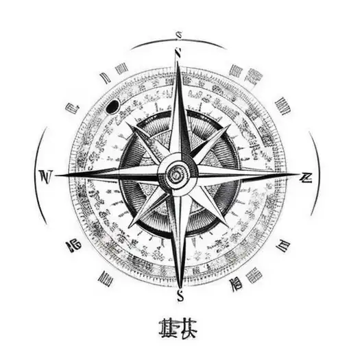 A Compass Surrounded By Musical Instruments