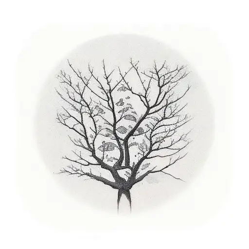 Bare Tree With One Feather