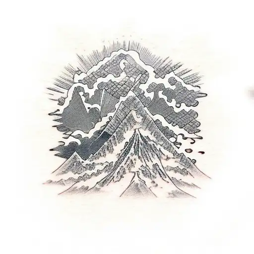 A Motorcycle Engine Transformed Into A Mountain Landscape