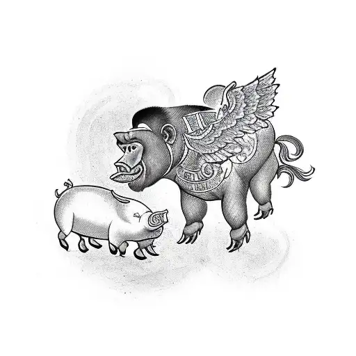 Pig With Wings And A Gorilla