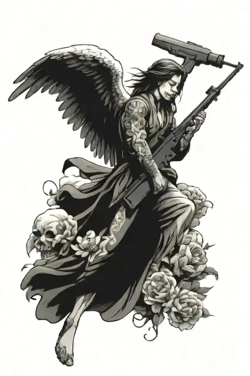 Angel With An Ak-47 And The Number 5 Somewherw