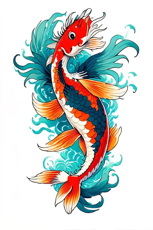 Koi Fish Transforming Into Dragon Flying