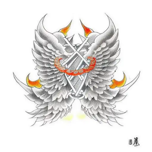 Wings And Sword In The Half