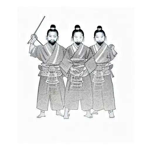 Father With Girl And Boy Preparing To Fight Evil