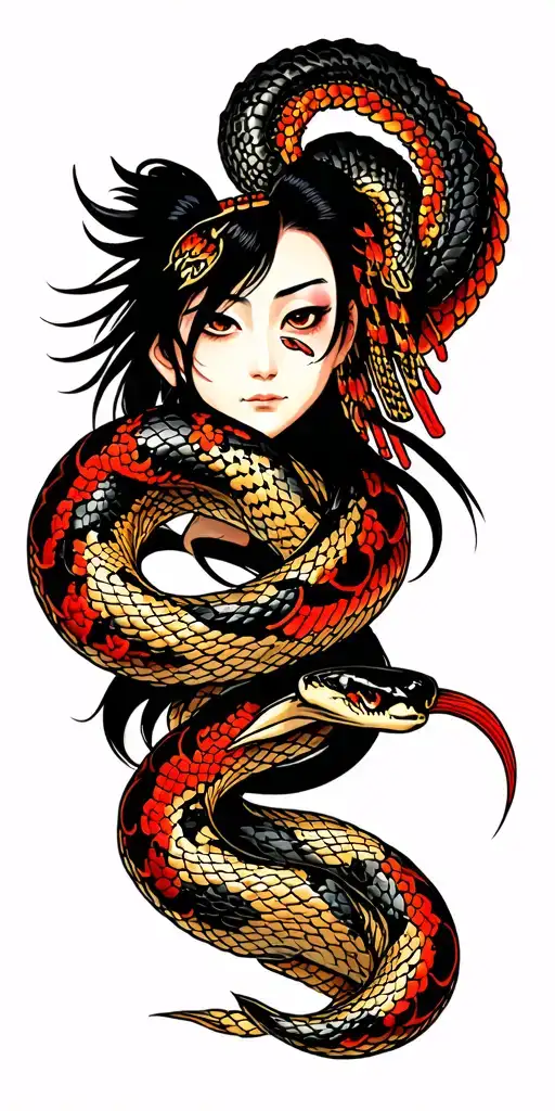 Ono Samurai Sleeve Tattoo With Python Wrapped Loosely