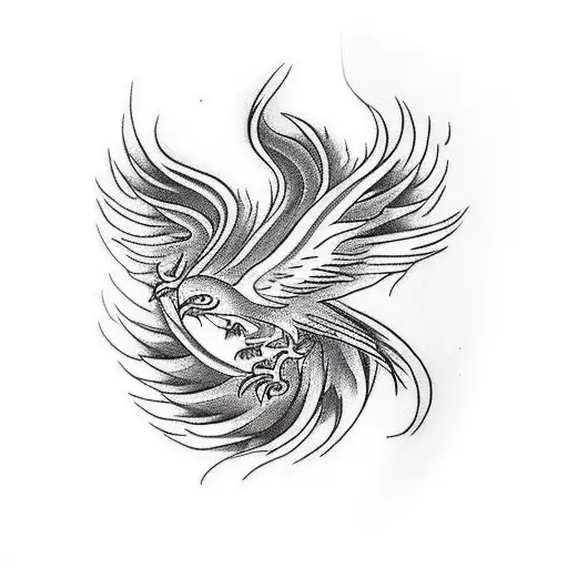 A Reborn Single Phoenix Tattoo On The Hand With Arise Text On Top