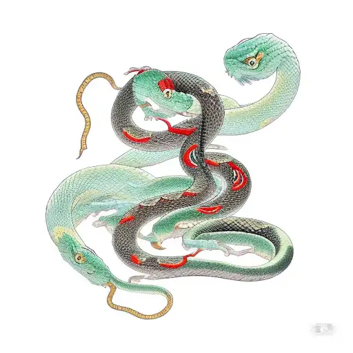 Japanese Woman With Full Body With Wrapped Snake