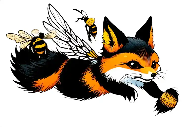 Fox And Bee Flying