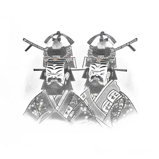 Two Samurai Watching The Sunset