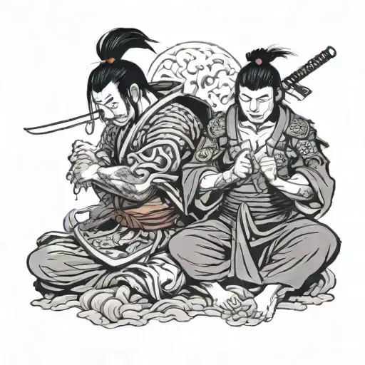 Katana And Warrior Meditating