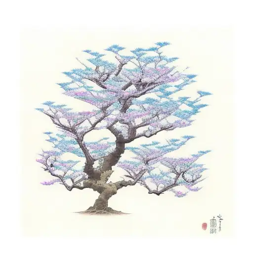 Oak Tree And Butterfly In Color