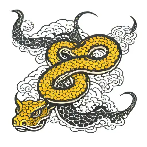 Japanese Clouds Ourobors Snake