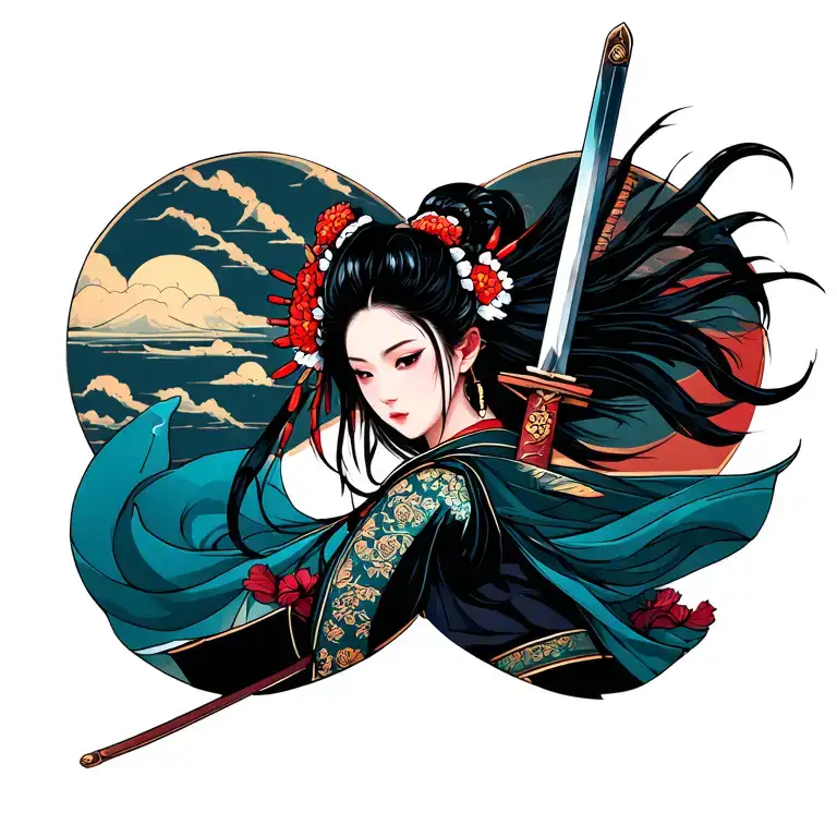Japenese Warrior Woman With Sword