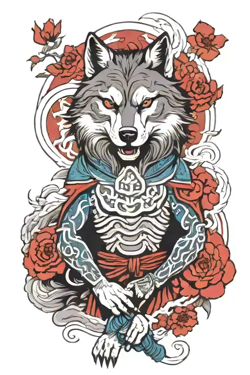 Warrior Wolf Freedom Standing With Clasped Hands