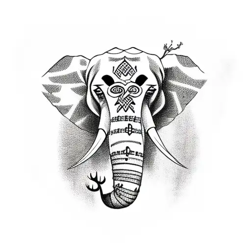 Elephant And A Female Deer