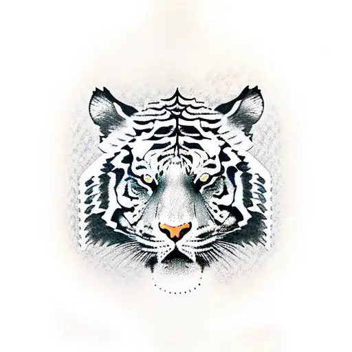 Tiger With Abcstract Lines As A Background