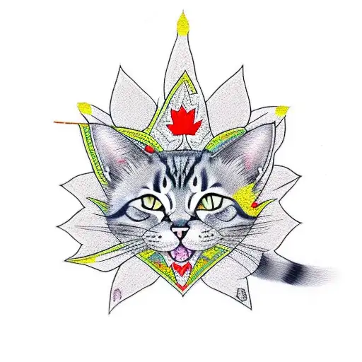 Cat With Maple Leaf