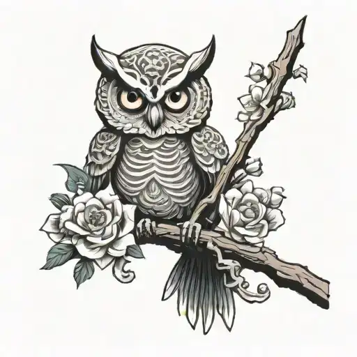 Owl Holding Cranium Skeleton