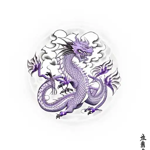 Dragon Breathing Purple Fire Standing On A Dragon Eye