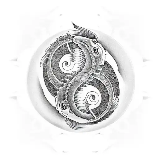 Yin And Yang With Koi Fish