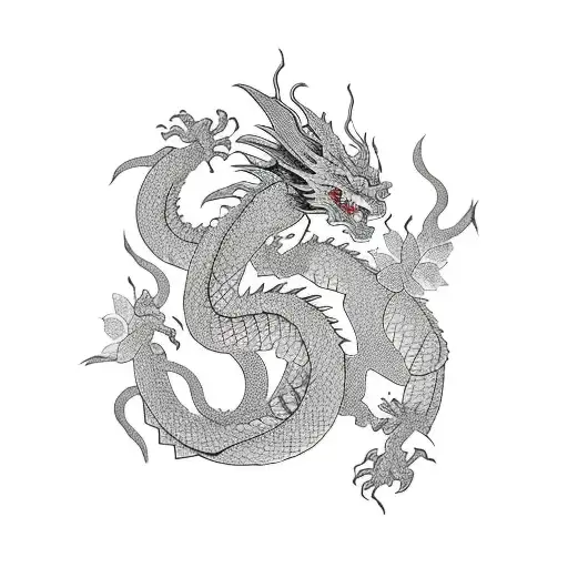 Dragon With Flower Tail 6 Petals