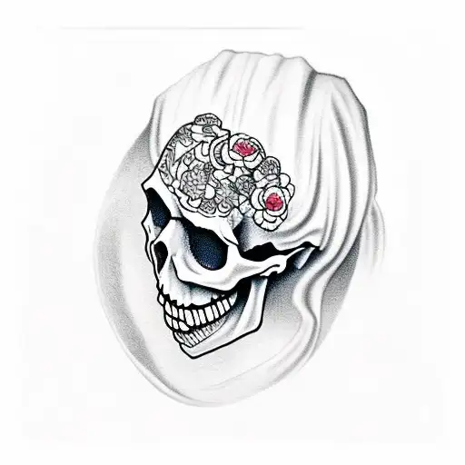 Skull With Half Face Women Who Is Crying