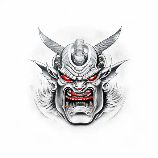 Cyberpunk Oni Demon With Katana